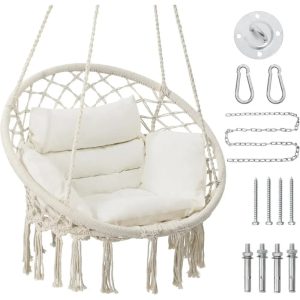 Macrame Hammock Swinging Chair with Cushion