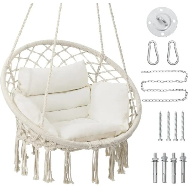 Macrame Hammock Swinging Chair with Cushion