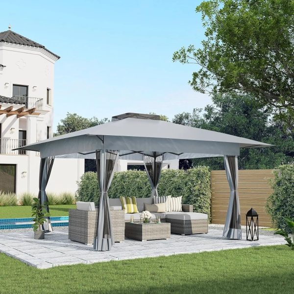 13x13 Ft Pop Up Outdoor Canopy Tent Shade with Metal Frame and Mosquito Netting for Patio - Image 7