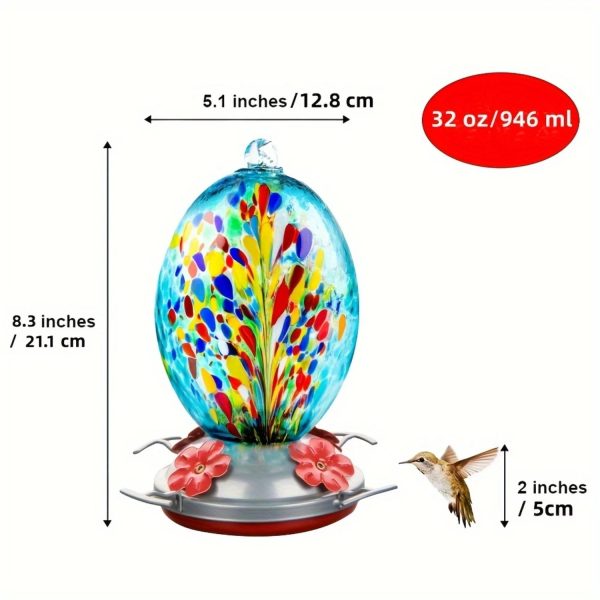 Hand Blown Glass Hummingbird Feeder - Image 3