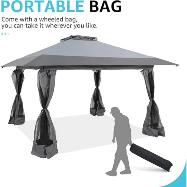 13x13 Ft Pop Up Outdoor Canopy Tent Shade with Metal Frame and Mosquito Netting for Patio - Image 3