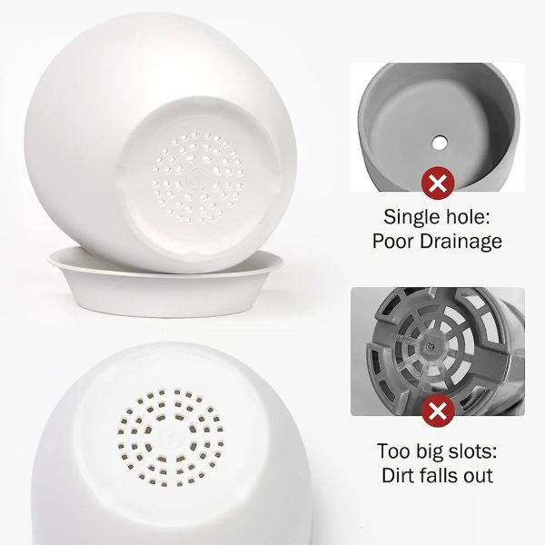 5 Sets, Plastic Planter With Tray (7/6/5.5/4.8/4.5 Inch) - Image 4