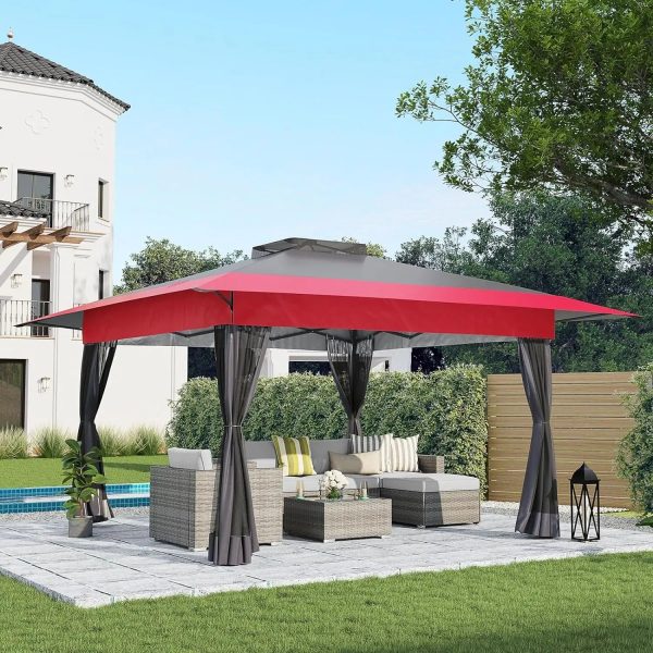 13x13 Ft Pop Up Outdoor Canopy Tent Shade with Metal Frame and Mosquito Netting for Patio - Image 10