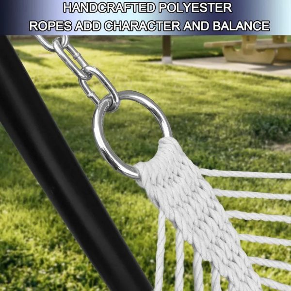 Outdoor Quilted Fabric Hammock with Spreader Bars and Detachable Pillow and Chains - Image 5
