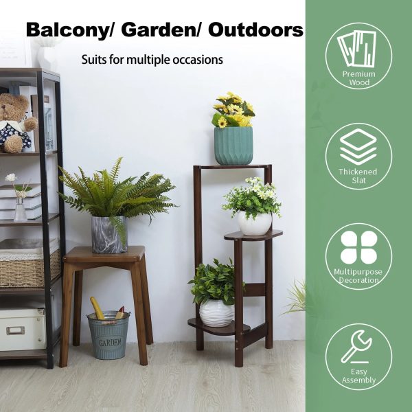3 Tier Bamboo Tall Corner Plant Stand - Image 6
