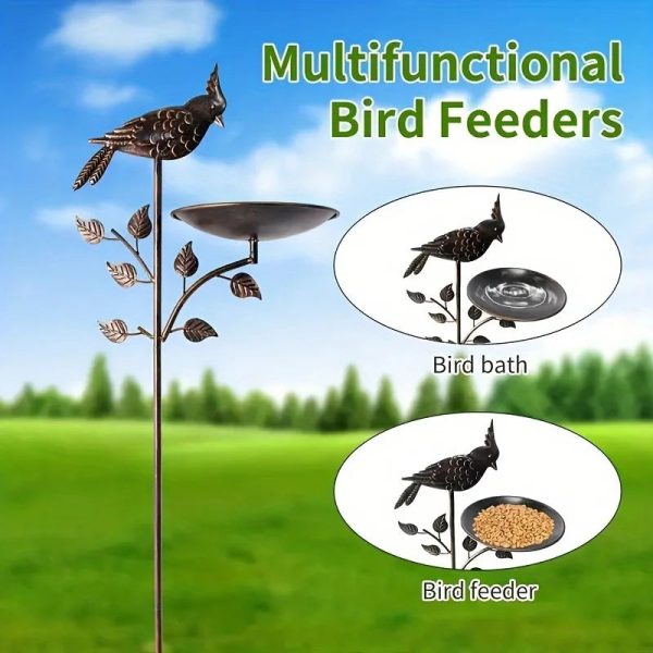 Deep Antique Copper Bird Feeder Stake - Image 4