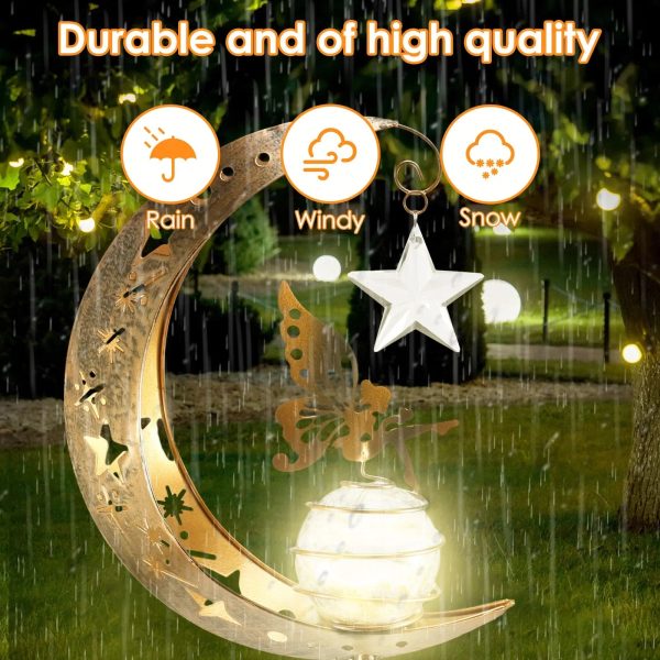 Solar Garden Moon Fairy Crackle Glass Lights Stake - Image 4