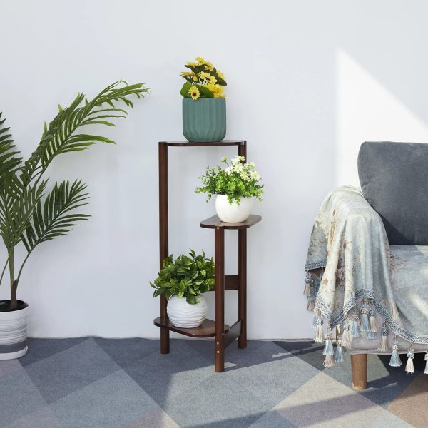 3 Tier Bamboo Tall Corner Plant Stand - Image 2