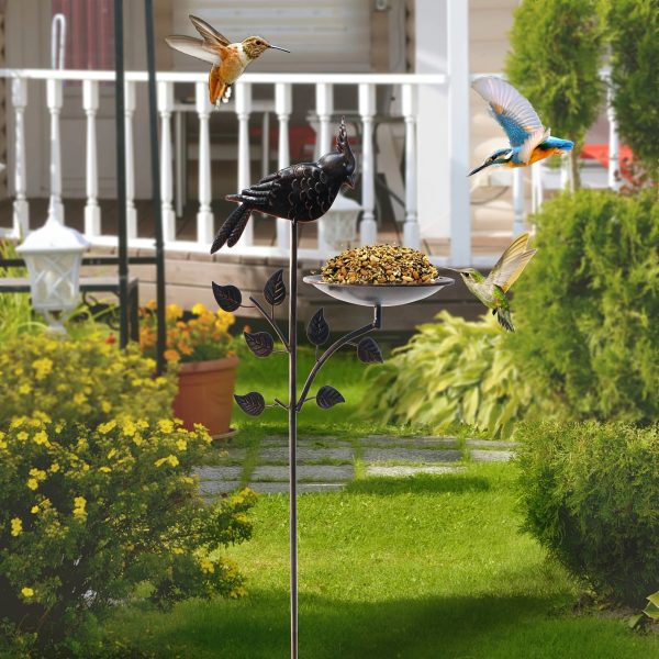 Deep Antique Copper Bird Feeder Stake - Image 2