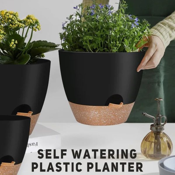 12" 10" 9" Large Self Watering Plant Pots with Multi Mesh Drainage Holes - Image 5