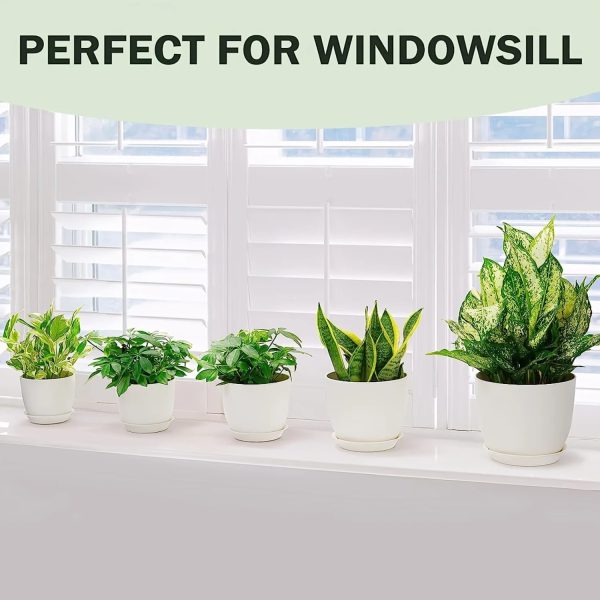 5 Sets, Plastic Planter With Tray (7/6/5.5/4.8/4.5 Inch) - Image 2