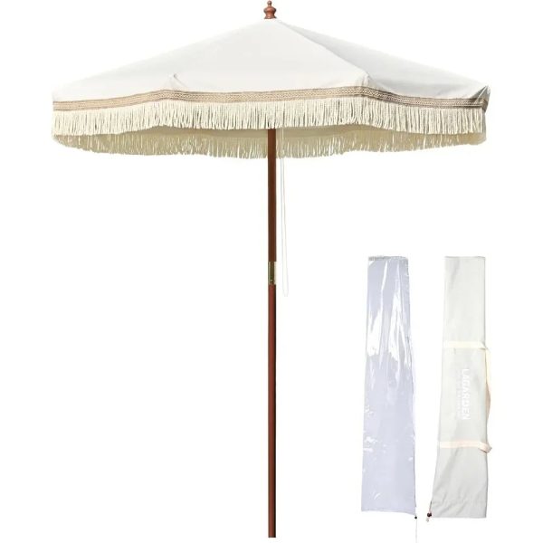 7' ft Boho Style Umbrella with Tassels