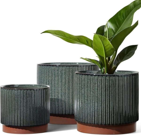 Ceramic Plant Pots with Drainage Holes, Set of 3, 8+6.7+5.5 Inch - Image 10