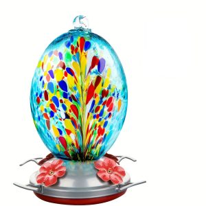 Hand Blown Glass Hummingbird Feeder