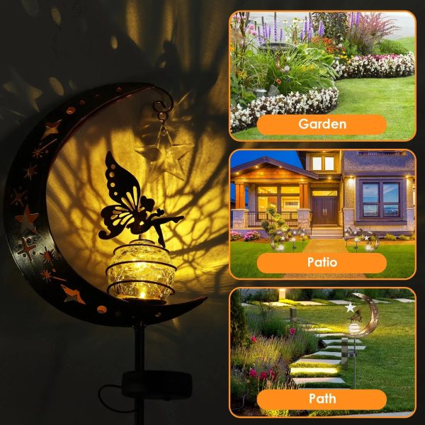Solar Garden Moon Fairy Crackle Glass Lights Stake - Image 5