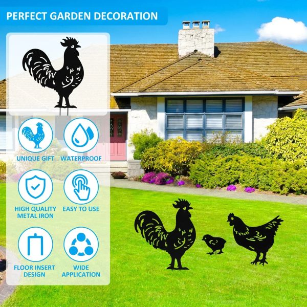3Pcs Chicken Metal Garden Stakes - Image 3