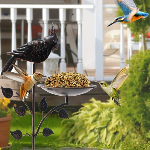 Deep Antique Copper Bird Feeder Stake - Image 5