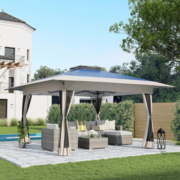 13x13 Ft Pop Up Outdoor Canopy Tent Shade with Metal Frame and Mosquito Netting for Patio - Image 11