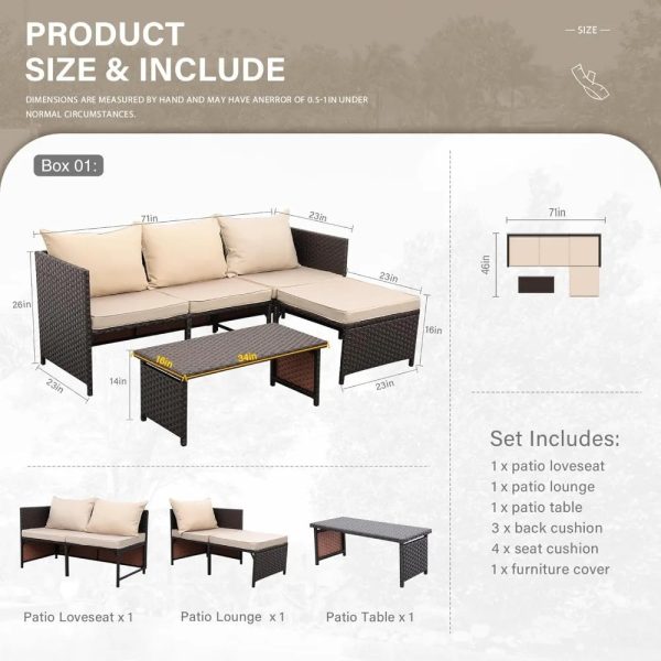 3 Piece Patio Set Sectional with Non-Slip Cushions - Image 5
