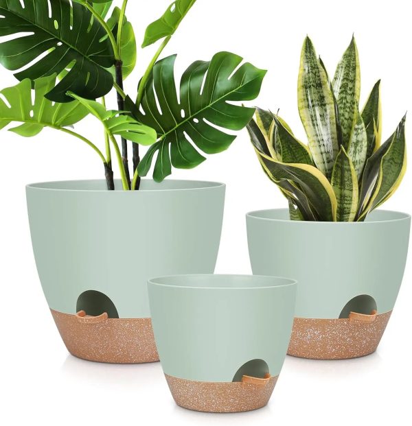 12" 10" 9" Large Self Watering Plant Pots with Multi Mesh Drainage Holes - Image 7