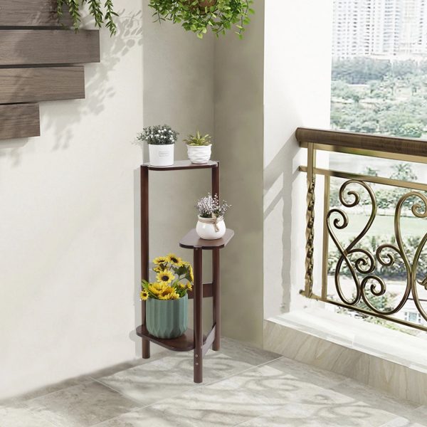 3 Tier Bamboo Tall Corner Plant Stand - Image 4