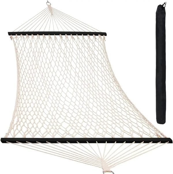 Outdoor Quilted Fabric Hammock with Spreader Bars and Detachable Pillow and Chains - Image 10