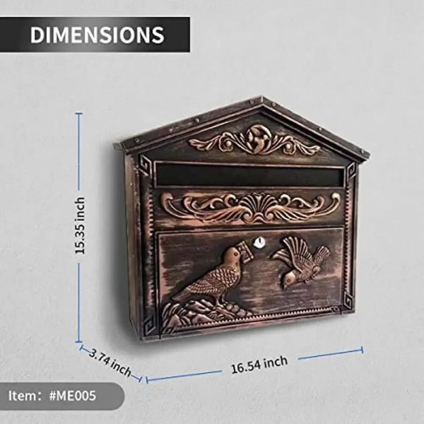 Large Capacity Locking Aluminum Wall Mount Mailbox - Image 2