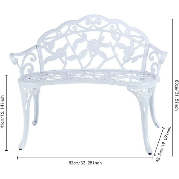 Cast Aluminum Patio Garden Bench - Image 3
