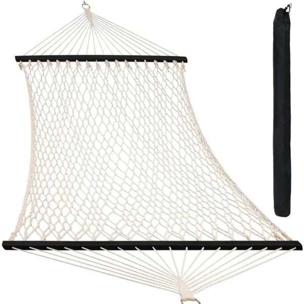 Outdoor Quilted Fabric Hammock with Spreader Bars and Detachable Pillow and Chains - Image 6