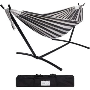 Hammock with Heavy Duty Space Saving Steel Stand and Portable Carrying Bag
