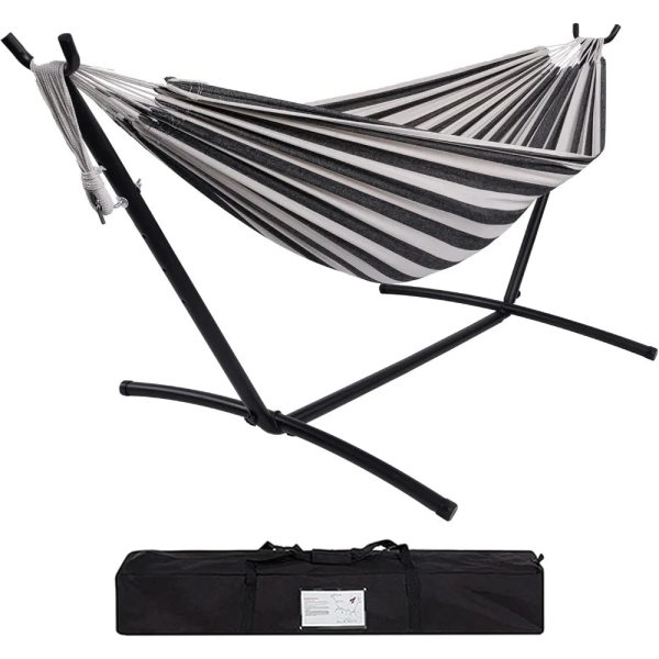 Hammock with Heavy Duty Space Saving Steel Stand and Portable Carrying Bag