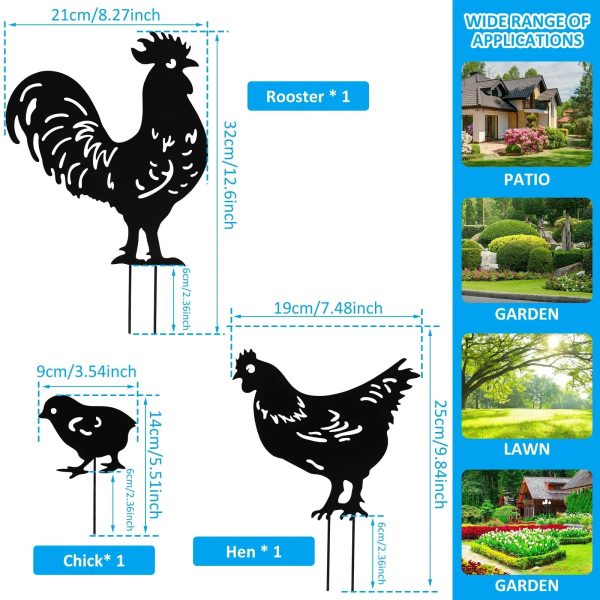 3Pcs Chicken Metal Garden Stakes - Image 6