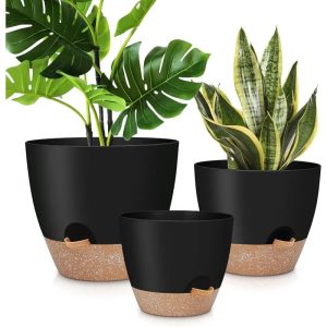 12" 10" 9" Large Self Watering Plant Pots with Multi Mesh Drainage Holes
