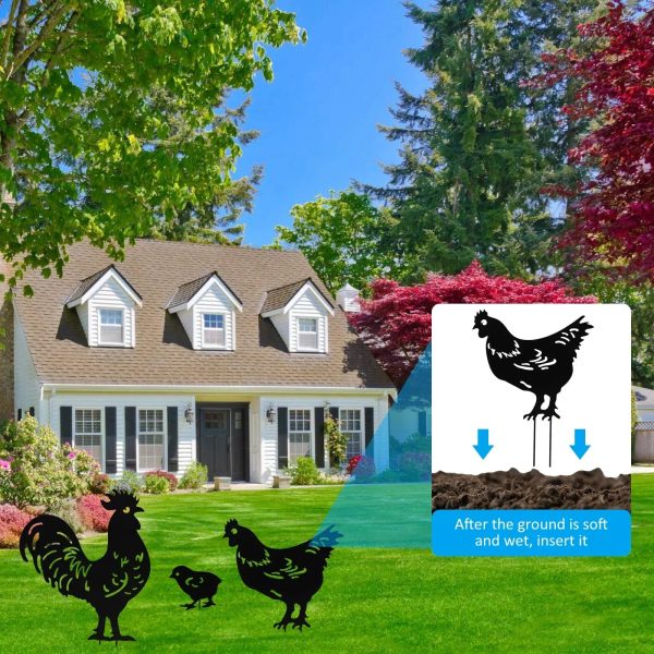 3Pcs Chicken Metal Garden Stakes - Image 5