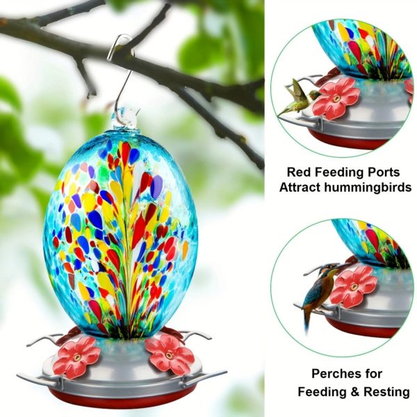 Hand Blown Glass Hummingbird Feeder - Image 4