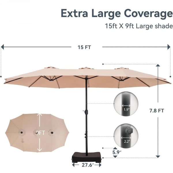 15ft Large Patio Umbrellas with Base Included - Image 6