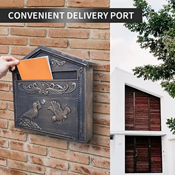 Large Capacity Locking Aluminum Wall Mount Mailbox - Image 5