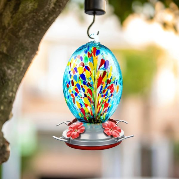 Hand Blown Glass Hummingbird Feeder - Image 5