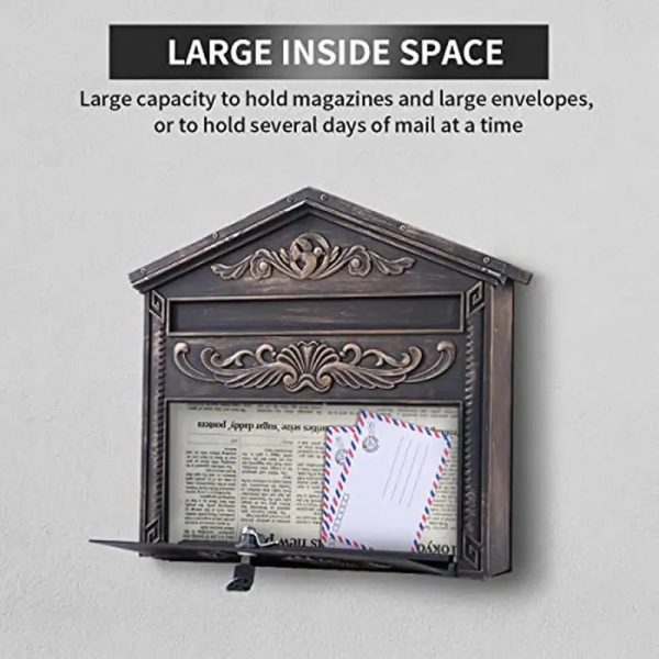 Large Capacity Locking Aluminum Wall Mount Mailbox - Image 3