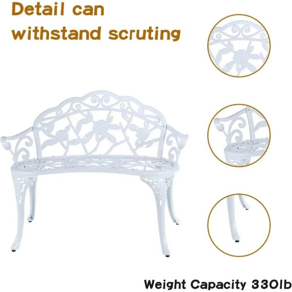 Cast Aluminum Patio Garden Bench - Image 2