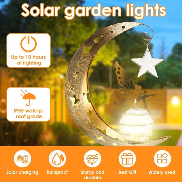 Solar Garden Moon Fairy Crackle Glass Lights Stake - Image 2