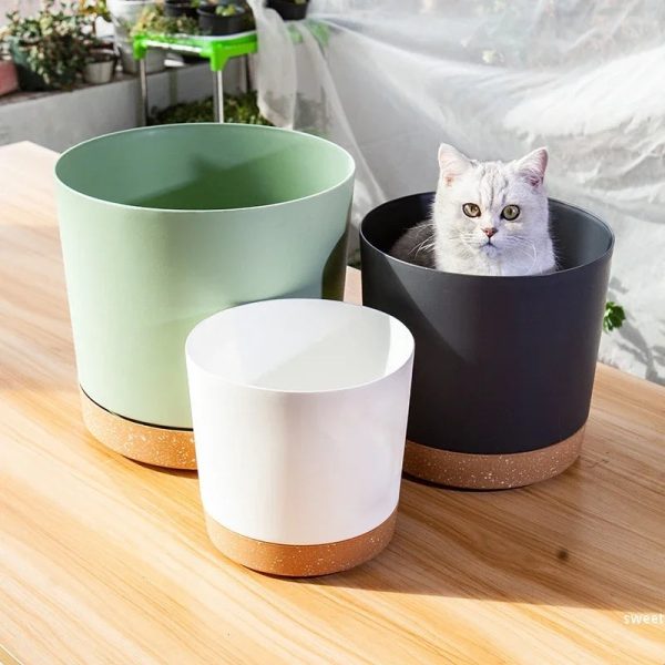 Flower Pot With Drainage Hole and Tray - Image 4