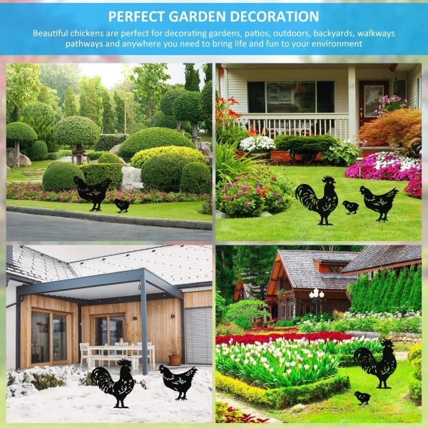3Pcs Chicken Metal Garden Stakes - Image 4