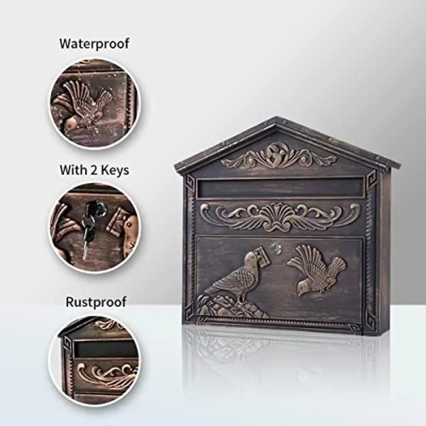 Large Capacity Locking Aluminum Wall Mount Mailbox - Image 4