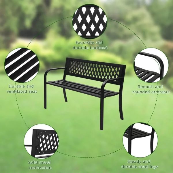 Metal and PVC Garden Bench - Image 4