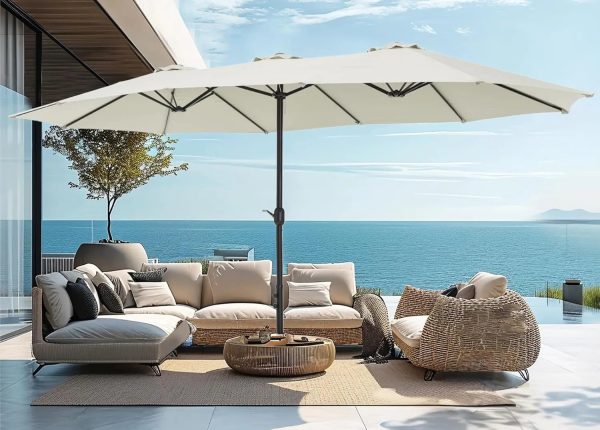 15ft Large Patio Umbrellas with Base Included - Image 8