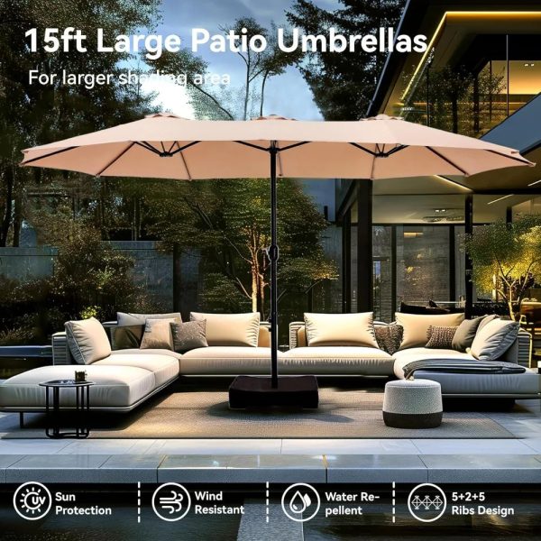 15ft Large Patio Umbrellas with Base Included - Image 2