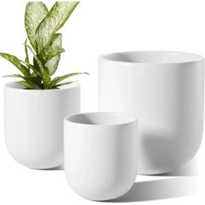 6+8+10 Inch Ceramic Planters with Drainage Hole and Rubber Plug