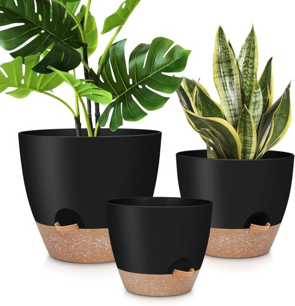 12" 10" 9" Large Self Watering Plant Pots with Multi Mesh Drainage Holes - Image 9