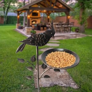 Deep Antique Copper Bird Feeder Stake